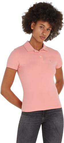 Tommy Jeans Damen Poloshirt Kurzarm Tjw Slim Essential Polo Ss Slim Fit, Rosa (Tickled Pink), L von Tommy Jeans