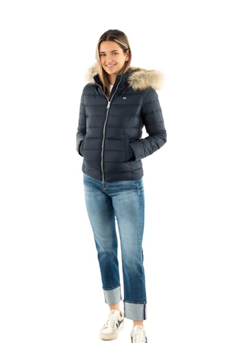 Tommy Jeans Damen Pufferjacke Basic Hooded Down Jacket mit Kapuze, Blau (Dark Night Navy), M von Tommy Jeans