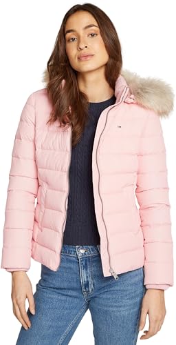Tommy Jeans Damen Pufferjacke Basic Hooded Down Jacket mit Kapuze, Rosa (Ballet Pink), XS von Tommy Jeans