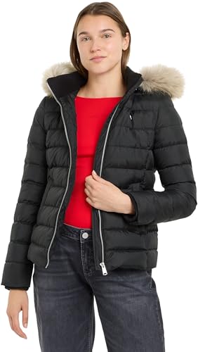 Tommy Jeans Damen Pufferjacke Basic Hooded Down Jacket mit Kapuze, Schwarz (Black), 6XL von Tommy Jeans