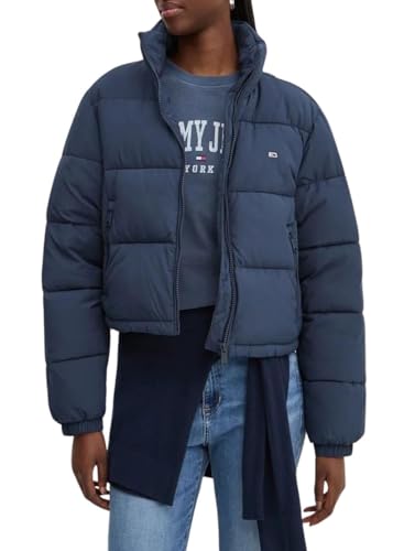 Tommy Jeans Damen Pufferjacke Cropped Essential Puffer Kurz, Blau (Dark Night Navy), XL von Tommy Jeans