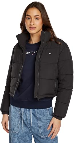 Tommy Jeans Damen Pufferjacke Cropped Essential Puffer Kurz, Schwarz (Black), XL von Tommy Jeans