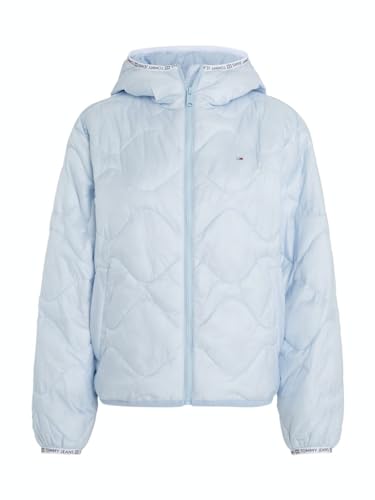 Tommy Jeans Damen Pufferjacke Quilted Tape Kapuze, Blau (Breezy Blue), M von Tommy Jeans