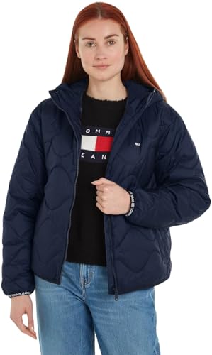 Tommy Jeans Damen Pufferjacke Quilted Tape Kapuze, Blau (Dark Night Navy), S von Tommy Jeans