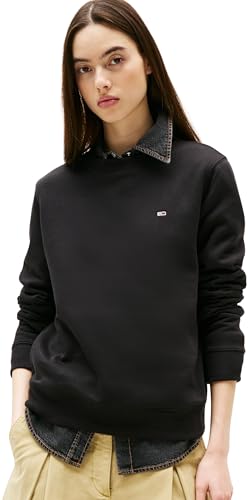 Tommy Jeans Damen Pullover Crew Neck Rundhalsausschnitt, Schwarz (Black), XXS von Tommy Jeans