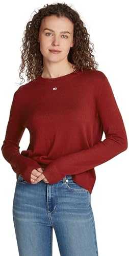 Tommy Jeans Damen Pullover Essential Crew Neck Rundhalsausschnitt, Rot (Regatta Red), XL von Tommy Jeans