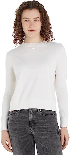 Tommy Jeans Damen Pullover Essential Crew Neck Strickpullover, Beige (Ancient White), XS von Tommy Jeans