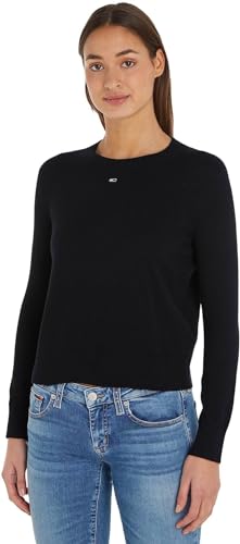 Tommy Jeans Damen Pullover Essential Crew Neck Strickpullover, Schwarz (Black), XXS von Tommy Jeans