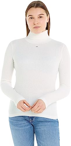 Tommy Jeans Damen Pullover Essential Rollkragen, Beige (Ancient White), M von Tommy Jeans