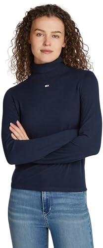 Tommy Jeans Damen Pullover Essential Turtle Neck Rollkragenpullover, Blau (Dark Night Navy), L von Tommy Jeans