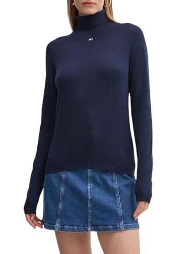 Tommy Jeans Damen Pullover Essential Turtle Neck Rollkragenpullover, Blau (Dark Night Navy), XL von Tommy Jeans