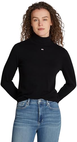 Tommy Jeans Damen Pullover Essential Turtle Neck Rollkragenpullover, Schwarz (Black), XL von Tommy Jeans