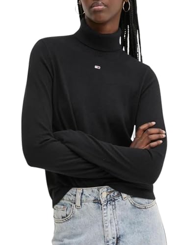 Tommy Jeans Damen Pullover Essential Turtle Neck Rollkragenpullover, Schwarz (Black), XS von Tommy Jeans