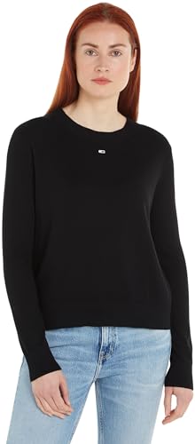 Tommy Jeans Damen Pullover Rundhalsausschnitt, Schwarz (Black), M von Tommy Jeans