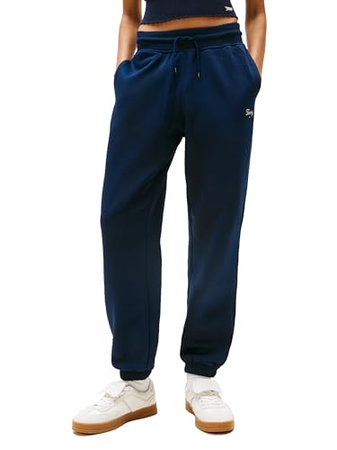Tommy Jeans Damen Relaxed Script Logo Jogger Sweatpants mit Kordelzug, Dark Night Navy, S von Tommy Jeans