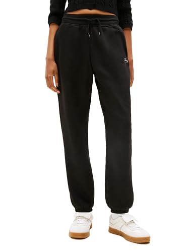 Tommy Jeans Damen Relaxed Script Logo Jogger Sweatpants mit Kordelzug, Schwarz, Groß von Tommy Jeans