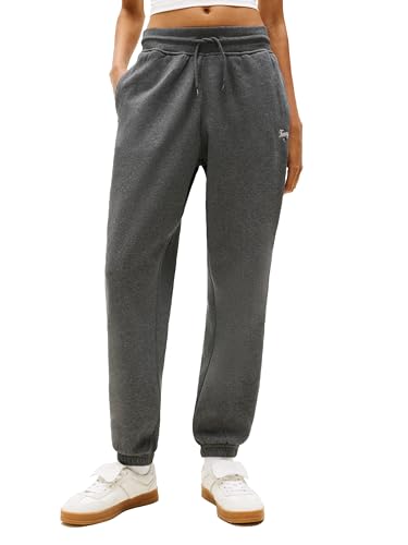 Tommy Jeans Damen Relaxed Script Logo Jogger Sweatpants mit Kordelzug, grau dunkel meliert, M von Tommy Jeans