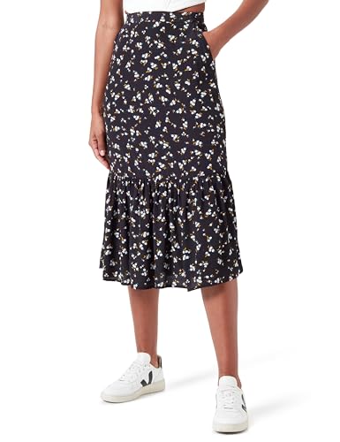 Tommy Jeans Damen Rock Floral Ruffle Midi-Länge, Schwarz (Spring Floral), 6XL von Tommy Jeans