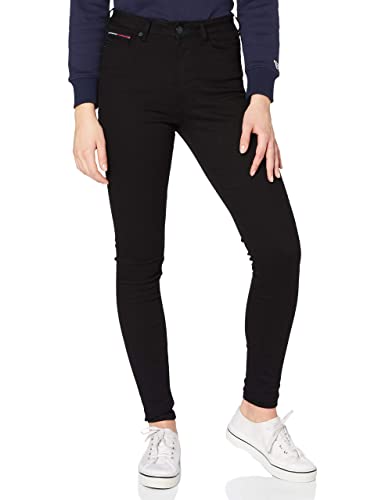 Tommy Jeans Damen Jeans Sylvia High Waist, Schwarz (Staten Black Stretch), 33W / 32L von Tommy Jeans