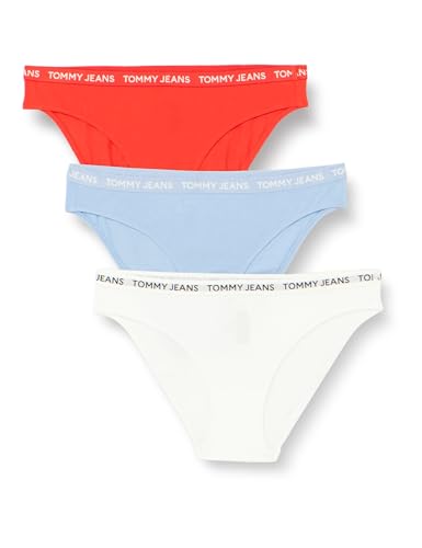 Tommy Jeans Damen Slips Classic Bikini Unterwäsche, Mehrfarbig (Hot Heat/White/Mod Blu), L von Tommy Jeans