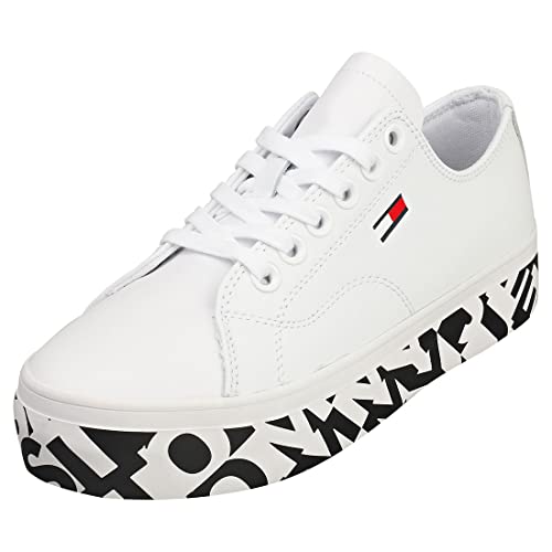 Tommy Jeans Damen Sneaker Low Sneaker Weiß Leather von Tommy Jeans