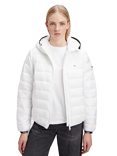 Tommy Jeans Damen Steppjacke TJW Quilted Tape Hooded Jacket White Weiss - XL von Tommy Jeans