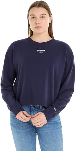 Tommy Jeans Damen Sweatshirt Cropped Logo ohne Kapuze, Blau (Twilight Navy), XL von Tommy Jeans