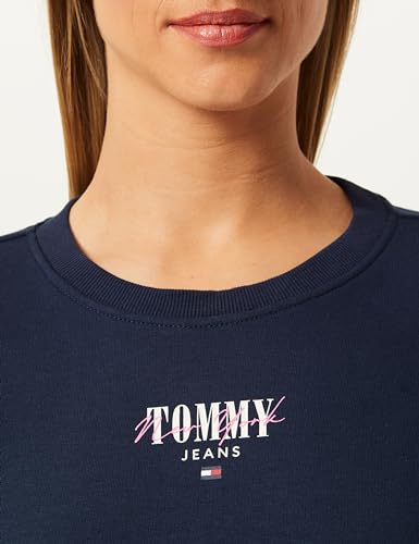 Tommy Jeans Damen Sweatshirt Essential Logo ohne Kapuze, Blau (Moderate Blue), XL von Tommy Jeans