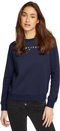 Tommy Jeans Damen Sweatshirt Regular Fit Crew Neck Rundhalsausschnitt, Blau (Dark Night Navy), 6XL von Tommy Jeans