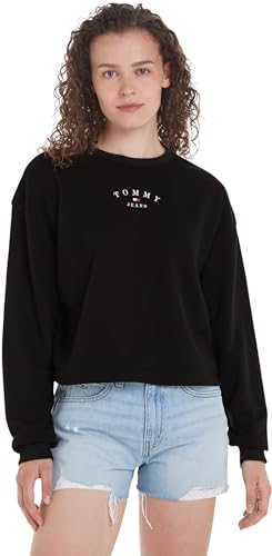 Tommy Jeans Damen Sweatshirt ohne Kapuze, Schwarz (Black), XL von Tommy Jeans