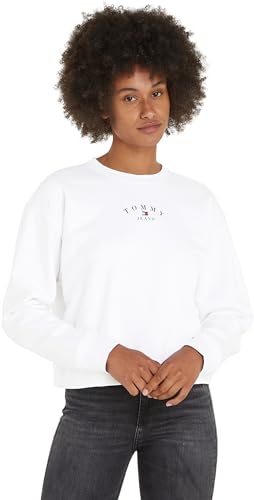 Tommy Jeans Damen Sweatshirt ohne Kapuze, Weiß (White), M von Tommy Jeans