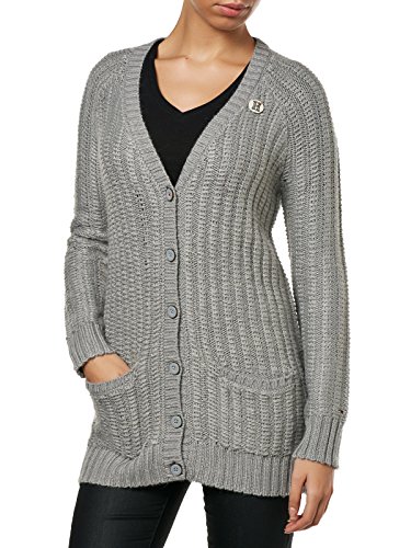 Tommy Jeans Damen Sylvia Langarm Strickjacke Grau (MID GREY HEATHER 025) 38 (Herstellergröße: LG) von Tommy Jeans