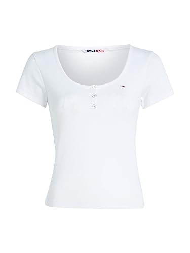 Tommy Hilfiger TJW BBY BUTTON RIB C-NECK, WHITE, weiß(ybr), Gr. M von Tommy Jeans