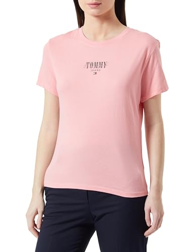 Tommy Jeans Damen T-Shirt Kurzarm Slim Rundhalsausschnitt, Rosa (Tickled Pink), XXS von Tommy Jeans