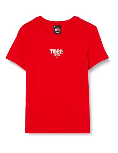 Tommy Jeans Damen T-Shirt Kurzarm Slim Rundhalsausschnitt, Rot (Deep Crimson), XL von Tommy Jeans