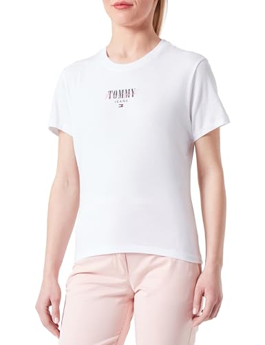 Tommy Jeans Damen T-Shirt Kurzarm Slim Rundhalsausschnitt, Weiß (White), 3XL von Tommy Jeans