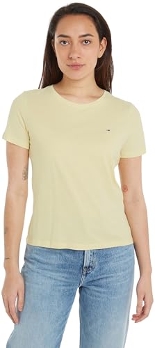 Tommy Jeans Damen T-Shirt Kurzarm TJW Soft Rundhalsausschnitt, Gelb (Lemon Zest), L von Tommy Jeans