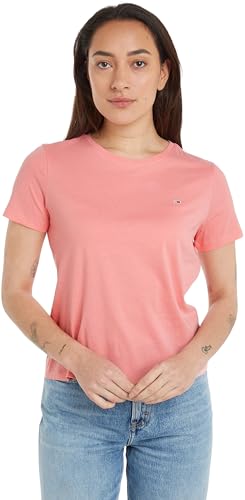 Tommy Jeans Damen T-Shirt Kurzarm TJW Soft Rundhalsausschnitt, Rosa (Tickled Pink), L von Tommy Jeans