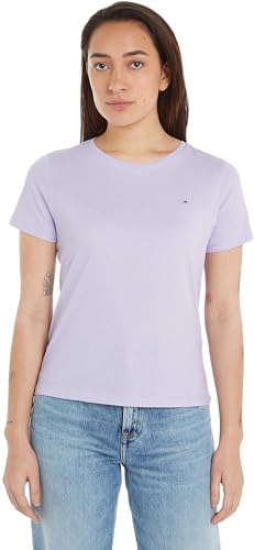 Tommy Jeans Damen T-Shirt Kurzarm TJW Soft Rundhalsausschnitt, Violett (Lavender Flower), XS von Tommy Jeans