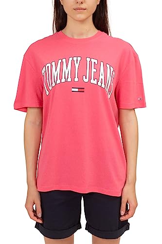 Tommy Jeans - Relaxed Damen T-Shirt mit Bold Logo, Rosa, X-Large von Tommy Jeans