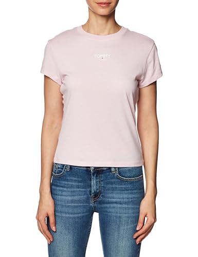 Tommy Jeans Damen TJW BBY Essential Logo 1 SS DW0DW16435 Kurzarm T-Shirts, Rosa, XS von Tommy Jeans