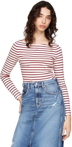 Tommy Jeans Tjw Breton Stripe Ls Tanktop, Damen, Rot (Regatta Red / Multi), M von Tommy Jeans