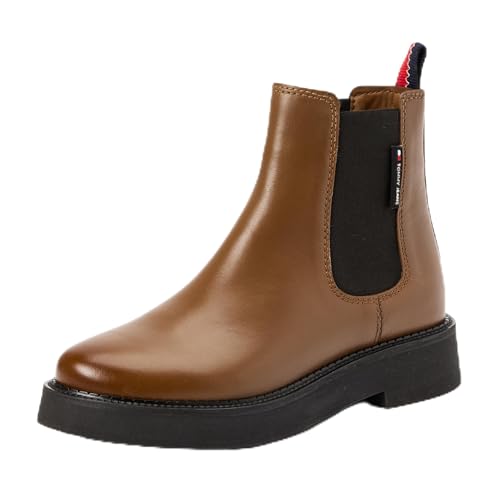 Tommy Jeans Damen Chelsea Boot Flat Boot aus Leder, Braun (Light Sepia Brown), 38 Tommy Jeans Damen Chelsea Boot Flat Boot aus Leder, Braun (Light Sepia Brown), 38 von Tommy Jeans