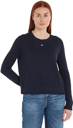 Tommy Jeans Damen TJW ESSENTIAL CREW NECK SWEATER DW0DW17254, Blue (Dark Night Navy), L von Tommy Jeans