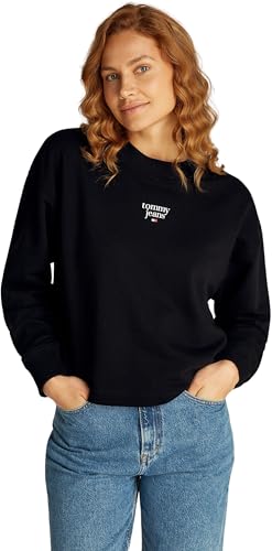 Tommy Jeans Damen TJW ESSENTIAL LOGO 1 CREW EXT DW0DW18776, Black (Black), XL von Tommy Jeans