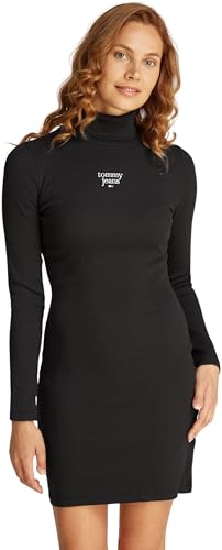 Tommy Jeans Damen TJW ESSENTIAL TURTLENECK BODYCON DW0DW19678, Black (Black), S von Tommy Jeans