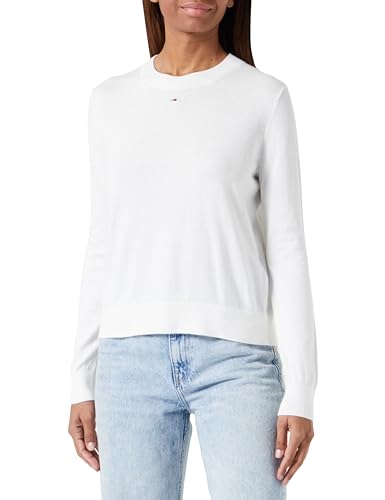 Tommy Jeans Damen TJW Essential Crew Neck Sweater DW0DW17254 Pullover, Weiß, S von Tommy Jeans