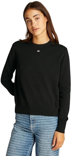 Tommy Jeans Damen Pullover Essential Crew aus Baumwolle, Schwarz (Black), M von Tommy Jeans