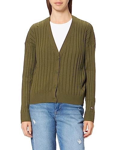 Tommy Jeans Damen TJW Essential Rib Cardigan Strickjacke, Northwood Olive, M von Tommy Jeans