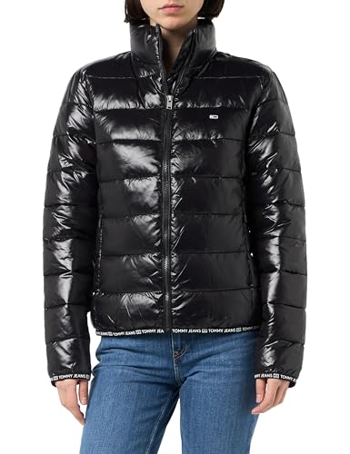 Tommy Jeans Damen Pufferjacke Essential Tape Hochglanz, Schwarz (Black), L von Tommy Jeans